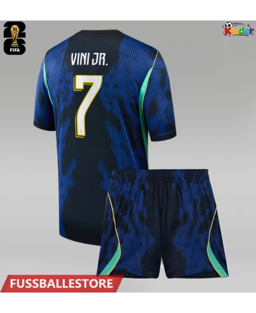 Günstige Brasilien Vinicius Junior #7 Auswärts Trikotsatzt Kinder WM 2026 Kurzarm (+ Kurze Hosen)